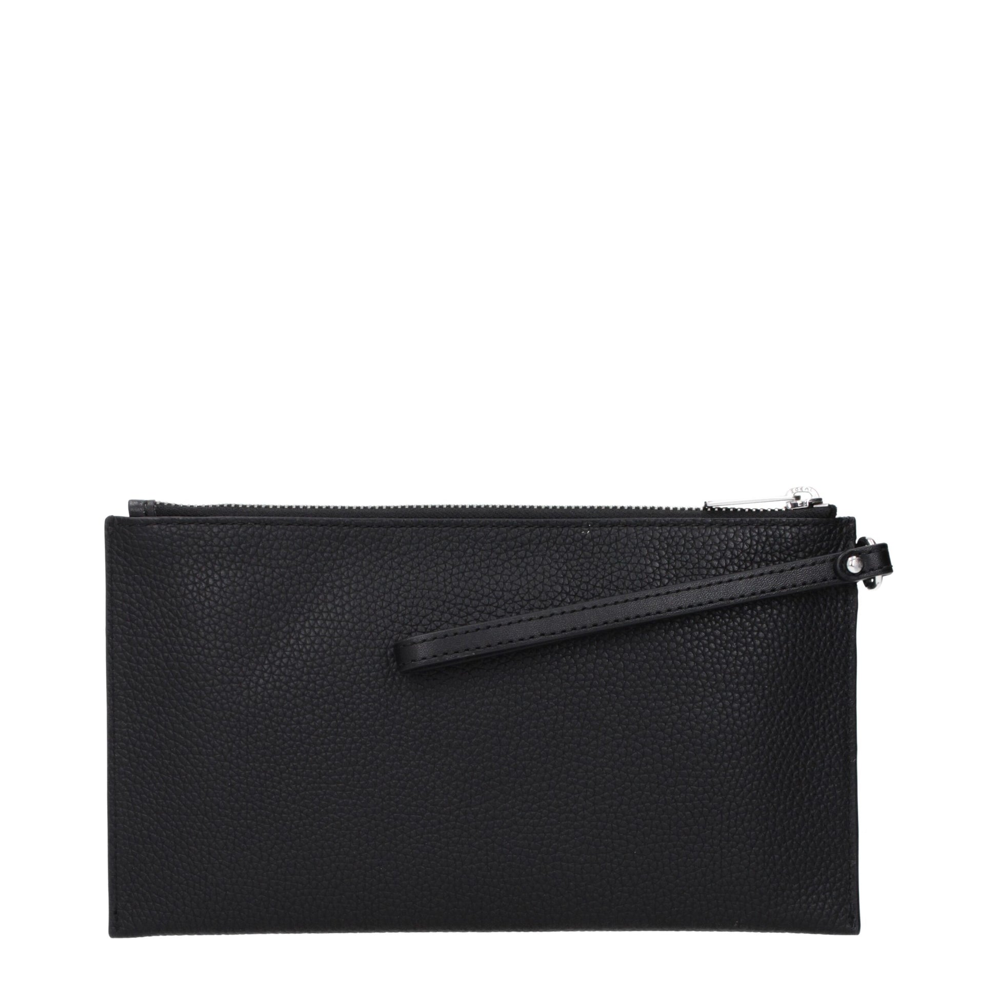 Large Clutch Handbag by Michael Kors for women in leather black & silver showcases a sculptural silhouette, featuring a secure zipper, ample , and versatile handle for a sculptural aesthetic.