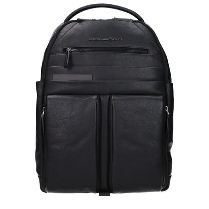 Large Backpack by Piquadro for men in faux patent leather black showcases a stately Faux Patent Leather Large Backpack design, featuring a secure zipper with stately built-in-compartments & external-pockets and versatile backpack-strap, adjustable-strap & handle.