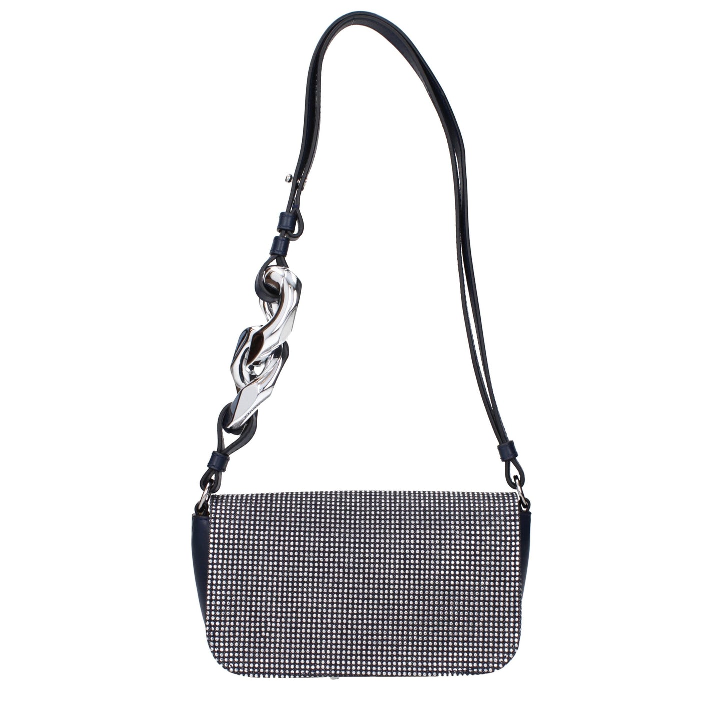 Small Shoulder Bag by J.W.Anderson for women in leather blue & silver features a effortless chic silhouette with a secure button, ample cardholder, and versatile shoulder-strap, adjustable-strap & handle for a effortless chic finish.