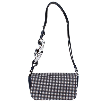 Small Shoulder Bag by J.W.Anderson for women in leather blue & silver features a effortless chic silhouette with a secure button, ample cardholder, and versatile shoulder-strap, adjustable-strap & handle for a effortless chic finish.