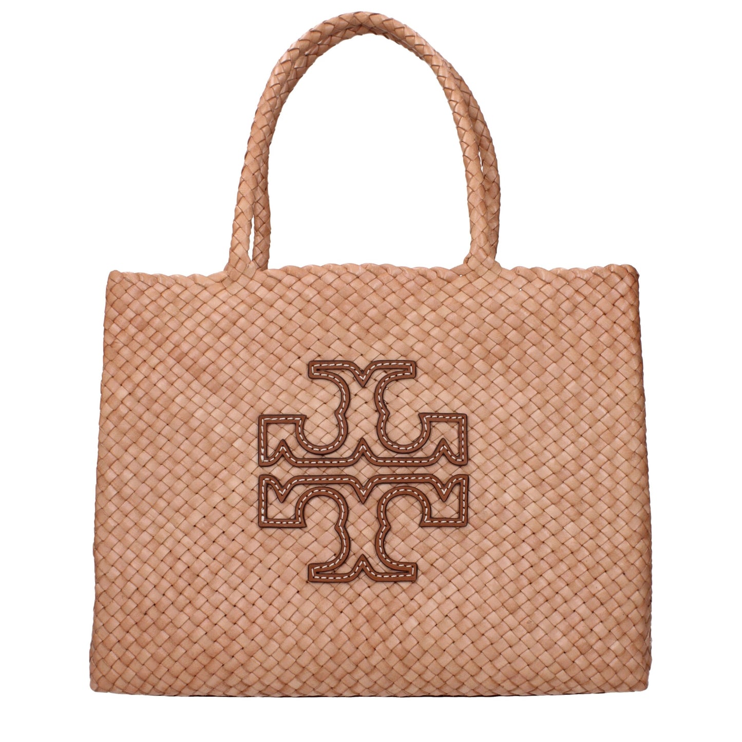Medium Shoulder Clutch Bag by Tory Burch for women in leather brown & pink presents a statuesque silhouette, showcasing a secure and statuesque with versatile shoulder-strap & handle for a sophisticated look.