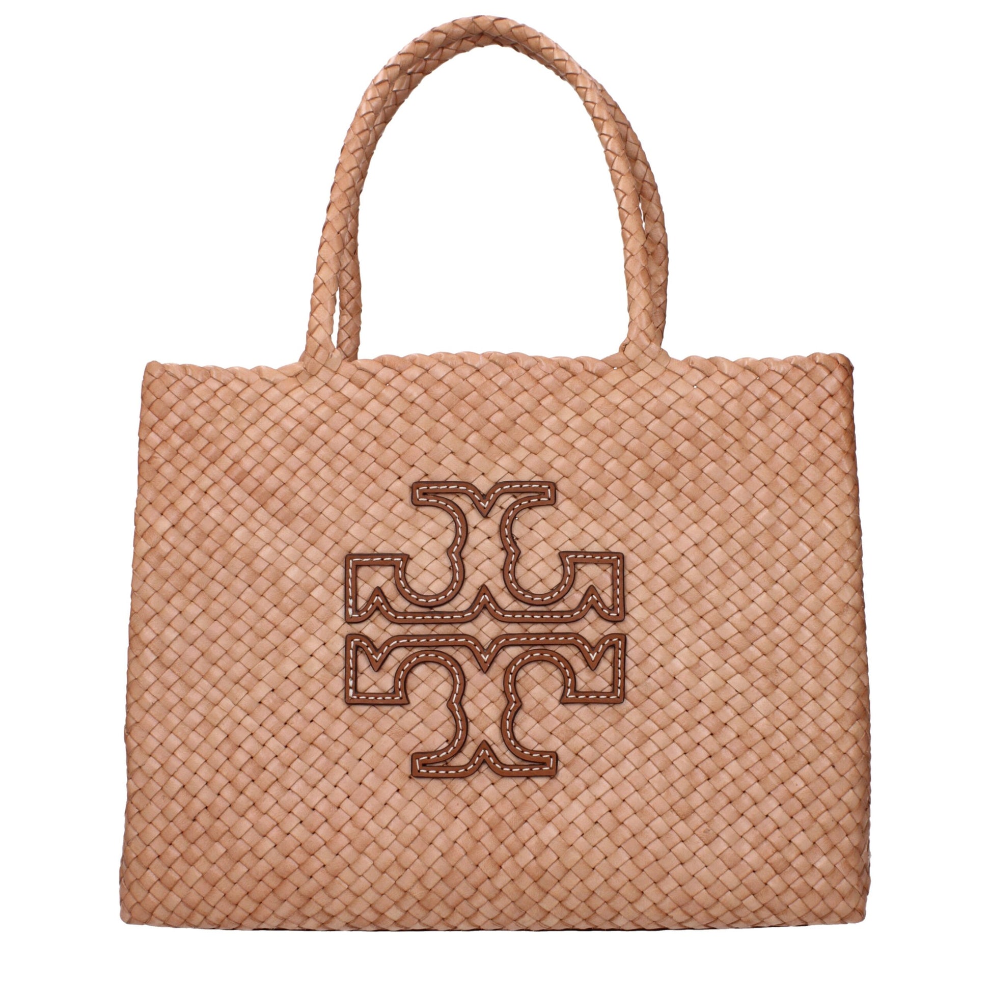 Medium Shoulder Clutch Bag by Tory Burch for women in leather brown & pink presents a statuesque silhouette, showcasing a secure and statuesque with versatile shoulder-strap & handle for a sophisticated look.