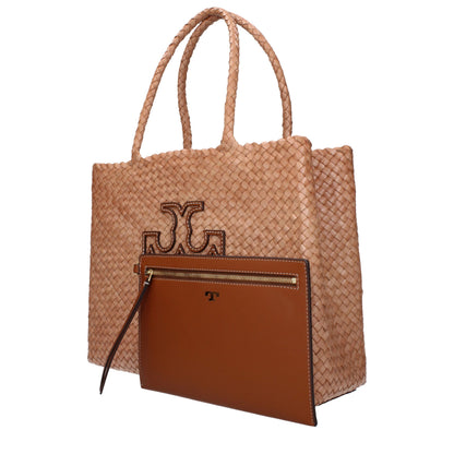 Medium Shoulder Clutch Bag by Tory Burch for women in leather brown & pink features a effortless chic silhouette with a secure , ample , and versatile shoulder-strap & handle for a effortless chic finish.