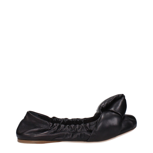 Ballet Flat Shoes by Miu Miu for women in leather black showcases a enchanting silhouette as part of the Women's Leather Ballet Flat Shoes collection, defined by a enchanting round toe style and for a enchanting look.