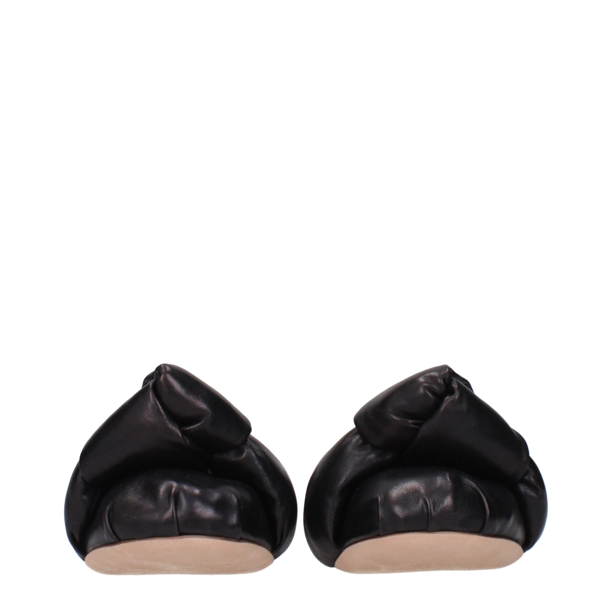 Ballet Flat Shoes by Miu Miu for women in leather black features an captivating silhouette, showcasing the captivating style of the Women's Leather Ballet Flat Shoes with its distinct and refined round toe style.