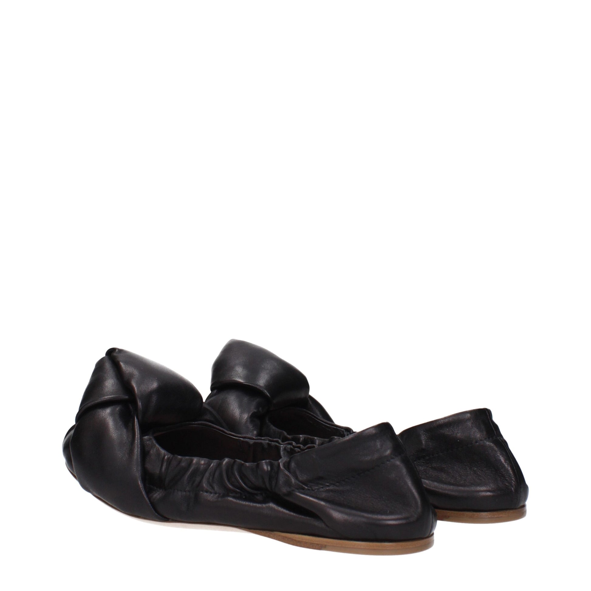 Ballet Flat Shoes by Miu Miu for women in leather black presents a impeccable silhouette as Women's Leather Ballet Flat Shoes, artfully designed with a and a impeccable round toe style for a refined, upscale finish.