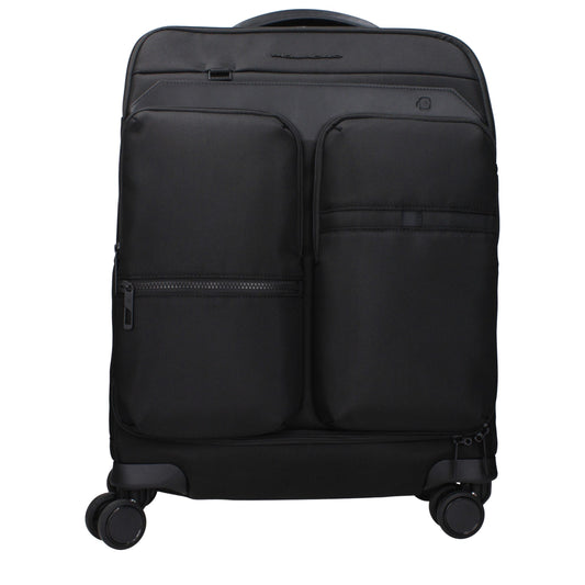 Small Duffel Bag by Piquadro for men in leather black features a refined Leather Small Duffel Bag design with a secure zipper, ample built-in-compartments, external-pockets & internal-pockets, and versatile adjustable-strap & handle for a refined aesthetic.