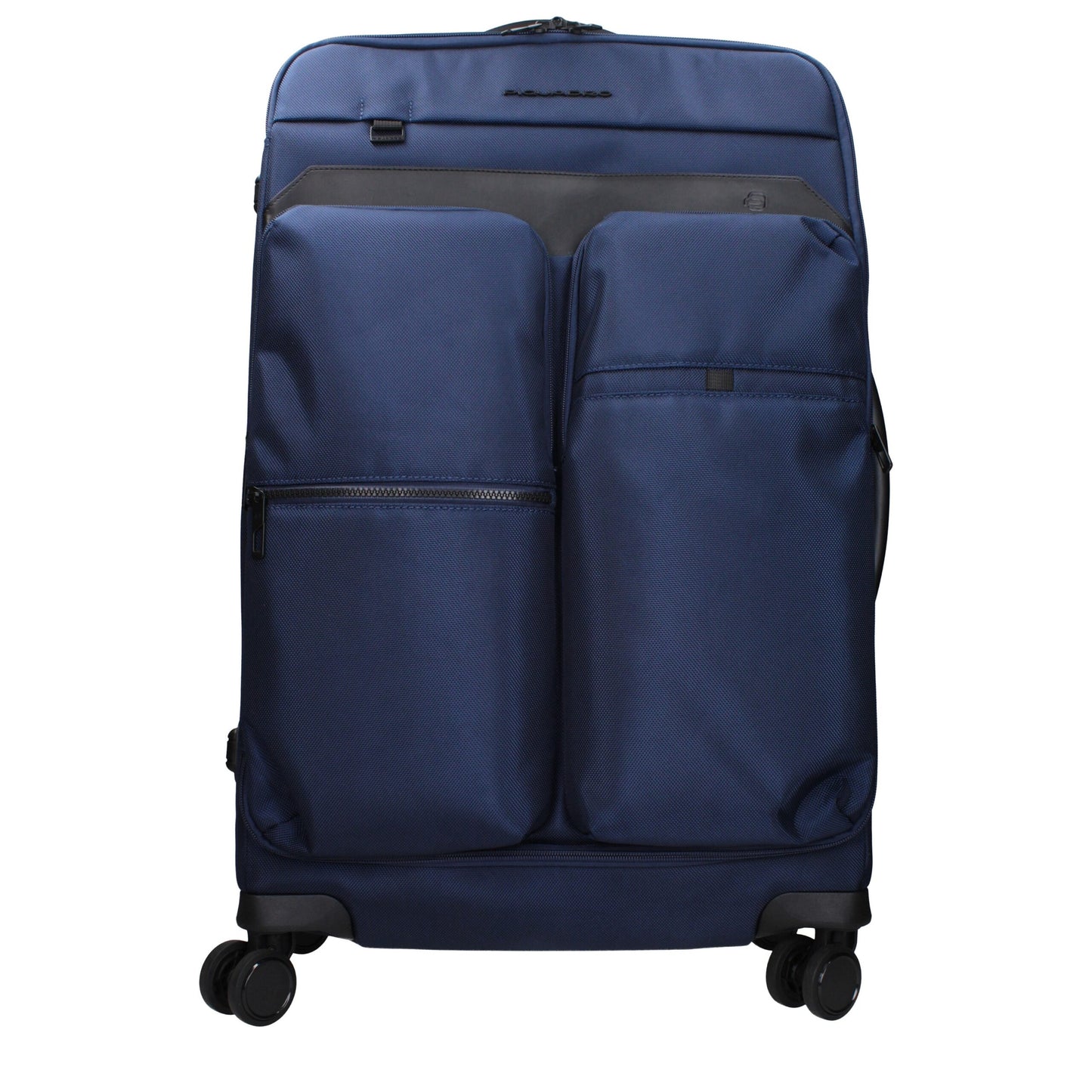 Medium Duffel Bag by Piquadro for men in leather black & blue presents a refined Leather Medium Duffel Bag design, featuring a secure zipper and refined built-in-compartments, external-pockets & internal-pockets with versatile adjustable-strap & handle.