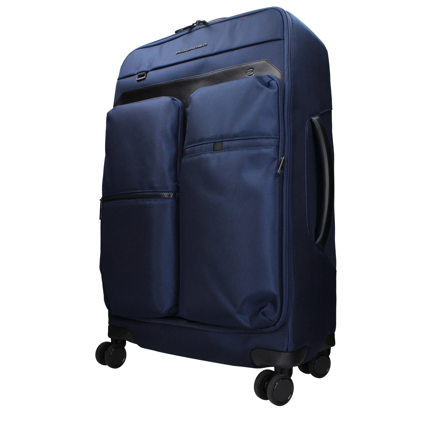 Medium Duffel Bag by Piquadro for men in leather black & blue presents a refined silhouette from the Leather Medium Duffel Bag collection, featuring a refined zipper, ample built-in-compartments, external-pockets & internal-pockets, and versatile adjustable-strap & handle.