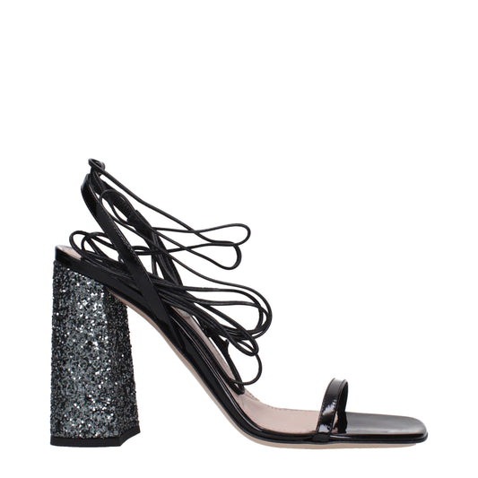 Sandals by Miu Miu for women in patent leather black features an statuesque Women's Patent Leather Sandals silhouette with a refined and elegant open toe style.