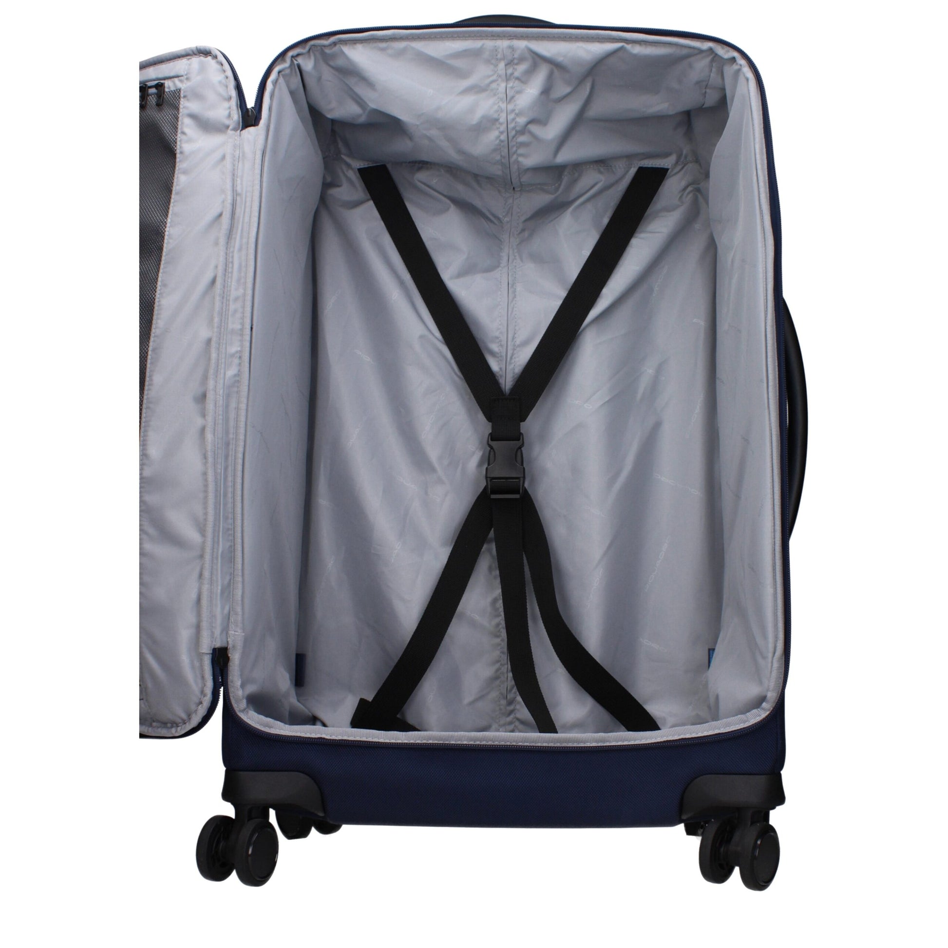 Medium Duffel Bag by Piquadro for men in leather black & blue features an refined Leather Medium Duffel Bag design with a secure zipper, refined built-in-compartments, external-pockets & internal-pockets, and versatile adjustable-strap & handle for a refined finish.