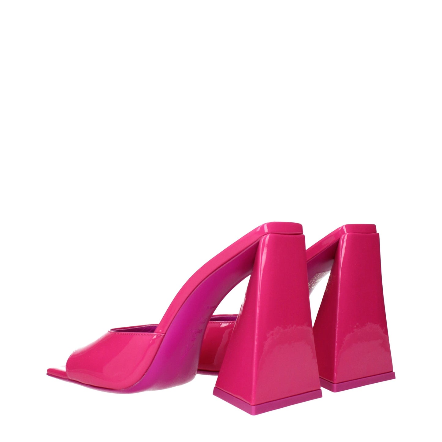Sandals by The Attico for women in patent leather and fuchsia & pink presents a captivating silhouette, showcasing the signature style of the Women's Patent Leather Sandals with a captivating and captivating open toe style.