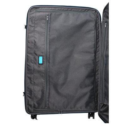 Large Duffel Bag by Piquadro for men in leather blue features a meticulous Leather Large Duffel Bag design with a secure zipper & buckle, ample external-pockets & internal-pockets, and versatile adjustable-strap & handle for a meticulous travel finish.