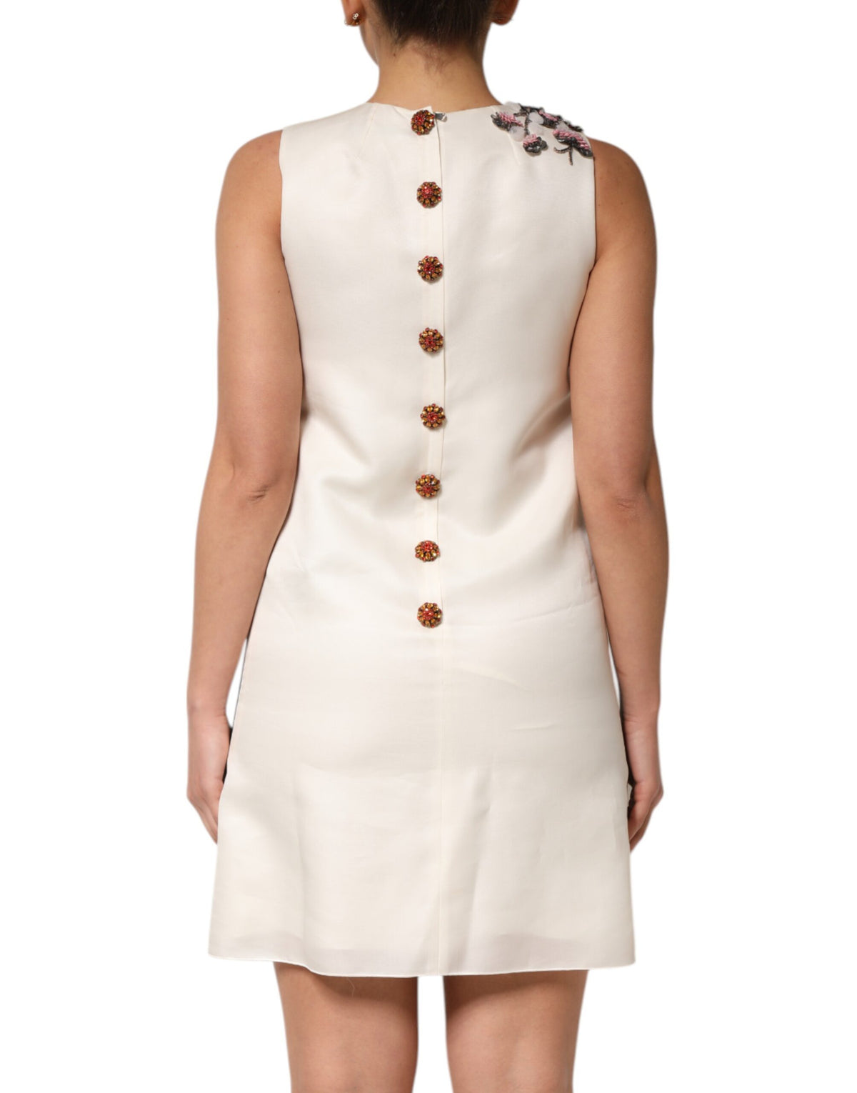 Dolce & Gabbana Women's A Line Sleeveless Acetate Crystal & Silk Mini Dress - Multicolor Print