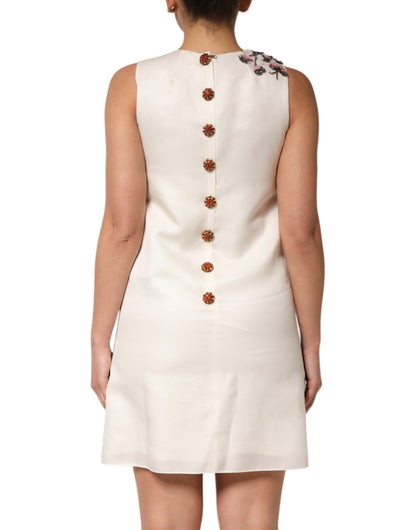 Dolce & Gabbana Women's A Line Sleeveless Acetate Crystal & Silk Mini Dress - Multicolor Print