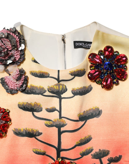Dolce & Gabbana Women's A Line Sleeveless Acetate Crystal & Silk Mini Dress - Multicolor Print