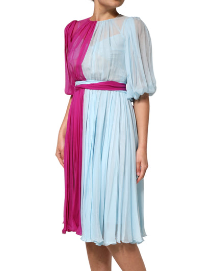 Dolce & Gabbana Women's Silk & Nylon Midi Dress - Fuchsia Light Blue