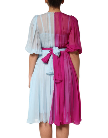 Dolce & Gabbana Women's Silk & Nylon Midi Dress - Fuchsia Light Blue