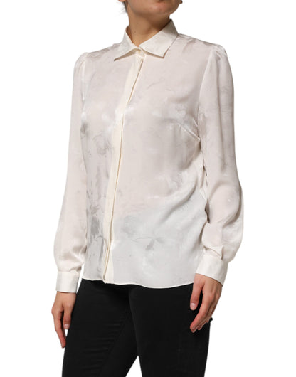 Dolce & Gabbana Women's Long-Sleeve Silk Blouse - White