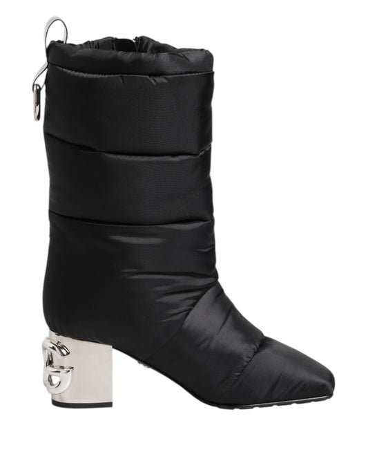 Dolce & Gabbana Women's Polyester Polyurethane & Calf Leather Mid-Calf Boots - Black