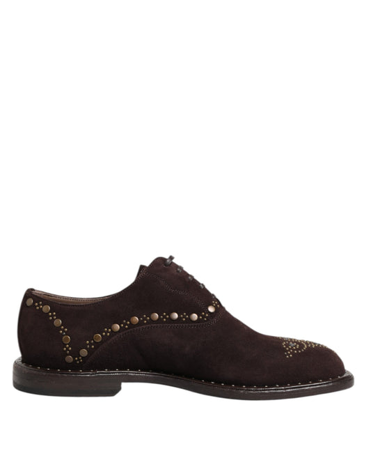 Dolce & Gabbana Men's Viscose Velvet & Leather Oxford Lace-Up Shoes - Brown