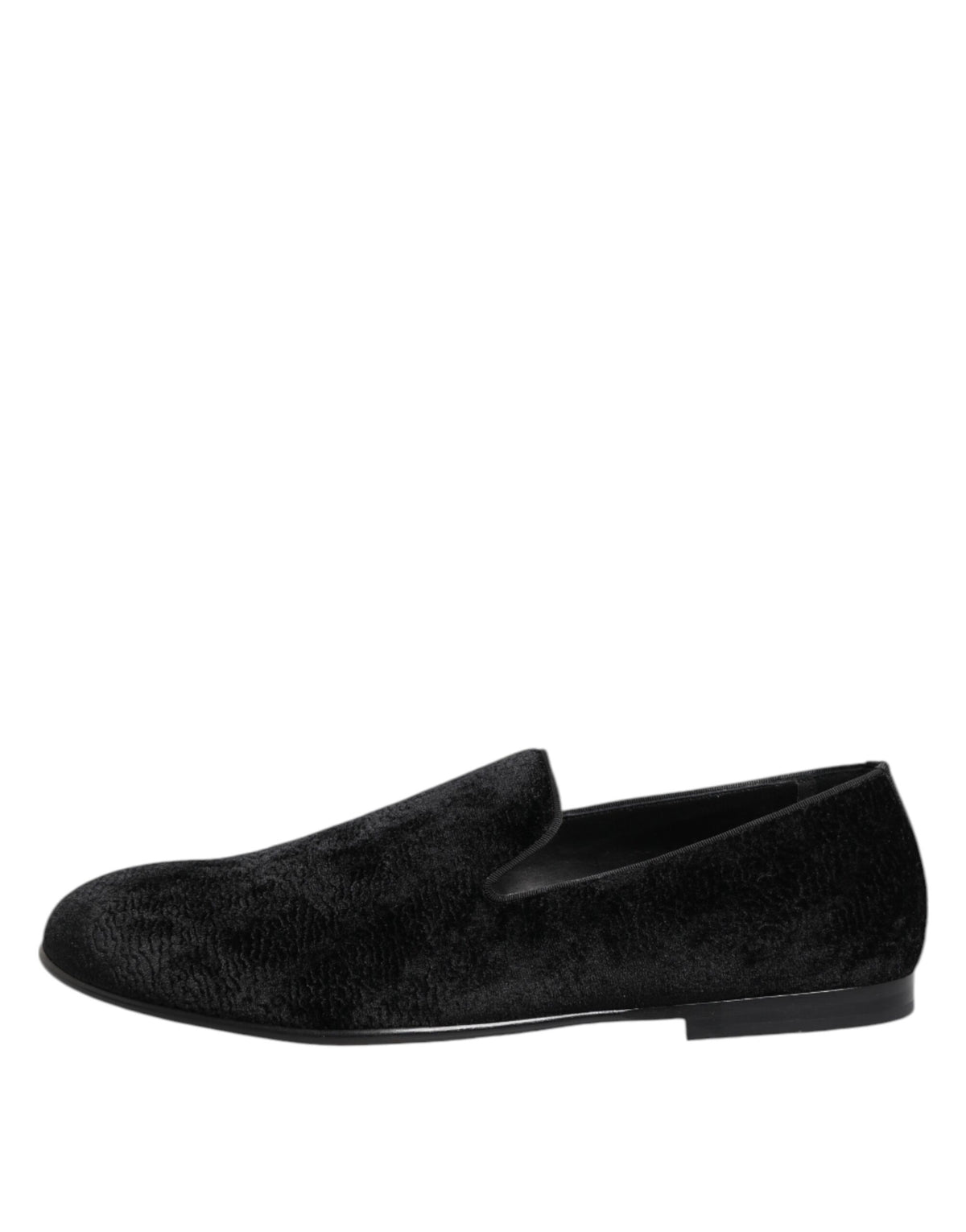 Dolce & Gabbana Men's Leather & Velvet Loafer Shoes - Black Jacquard