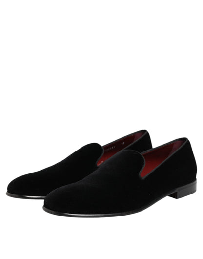 Dolce & Gabbana Men's Leather Cotton & Viscose Loafer Slip-On Shoes - Black