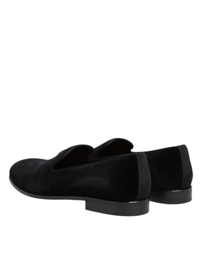 Dolce & Gabbana Men's Leather Cotton & Viscose Loafer Slip-On Shoes - Black