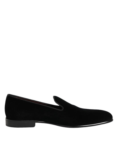 Dolce & Gabbana Men's Leather Cotton & Viscose Loafer Slip-On Shoes - Black