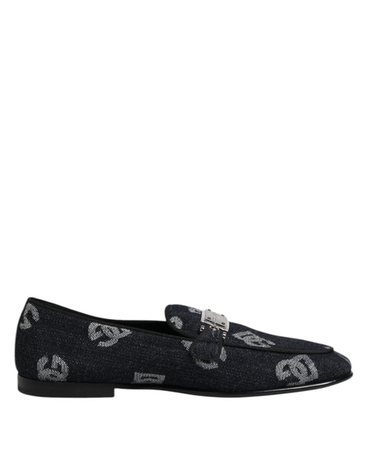 Dolce & Gabbana Men's Cotton & Leather Loafer Sliders Slider Shoes - Blue