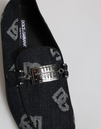 Dolce & Gabbana Men's Cotton & Leather Loafer Sliders Slider Shoes - Blue
