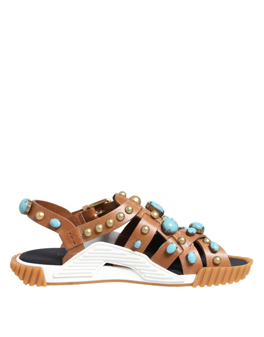 Dolce & Gabbana Men's Leather & Rubber Slider Sandals - Brown White