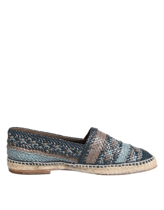Dolce & Gabbana Men's Buffalo Leather Espadrille Espadrilles Shoes - Blue Gray
