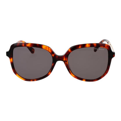 Sunglasses by Ted Baker for women in brown features a sumptuous silhouette, showcasing a sumptuous full-rim geometric frame design in brown coloured frame with high-performance non-polarized category-3-dark-tint lens.