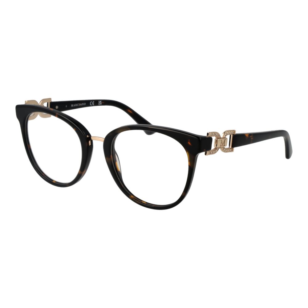 Eyeglasses Frames by Marciano by Guess for women in acetate brown features a refined silhouette, showcasing a refined brown coloured frame and full-frame frame design for a sophisticated, premium look.