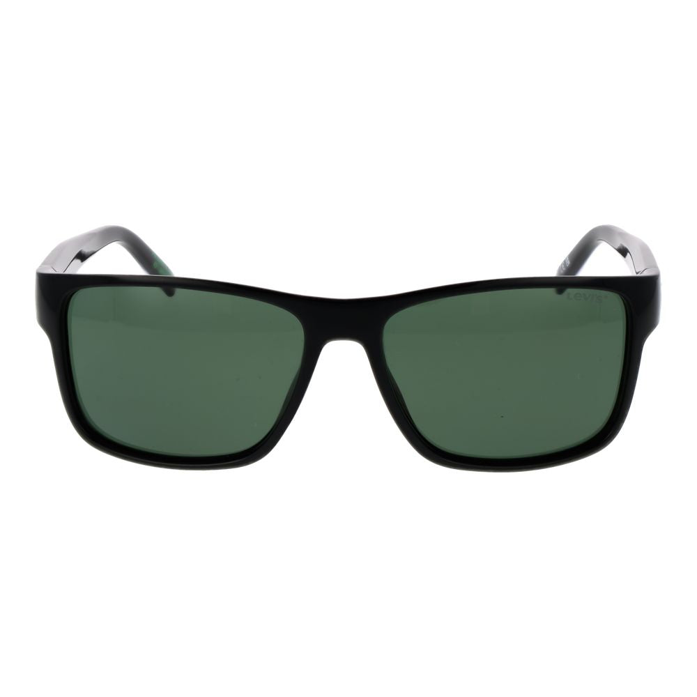 Sunglasses by Levi's for men in and black presents a sumptuous silhouette, featuring black coloured frame and rectangle full-rim frame design with polarized category-3-dark-tint lens for a sumptuous look.