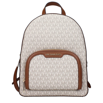 Medium Backpack by Michael Kors for women in leather beige & gold features a refined silhouette, showcasing the Leather Medium Backpack design with a secure zipper, ample built-in-compartments, external-pockets & internal-pockets, and versatile backpack-strap, adjustable-strap & handle.