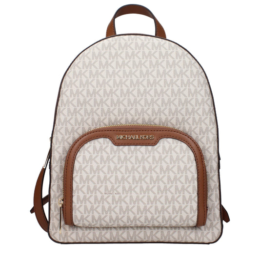 Medium Backpack by Michael Kors for women in leather beige & gold features a refined silhouette, showcasing the Leather Medium Backpack design with a secure zipper, ample built-in-compartments, external-pockets & internal-pockets, and versatile backpack-strap, adjustable-strap & handle.