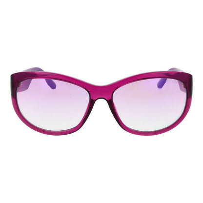 Sunglasses by Guess for women in plastic purple features an ethereal full-rim oval frame design with purple coloured frame frames and mirrored category-1-light-tint lens for a ethereal finish.