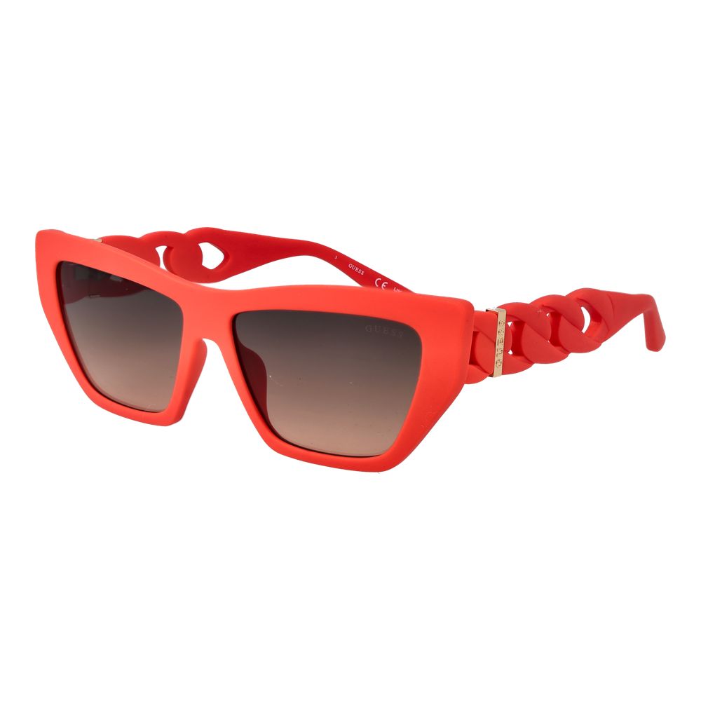 Sunglasses by Guess for women in plastic and red featuring an opulent full-rim cat-eye frame design with a sophisticated red coloured frame finish and high-performance gradient category-2-medium-tint lens.