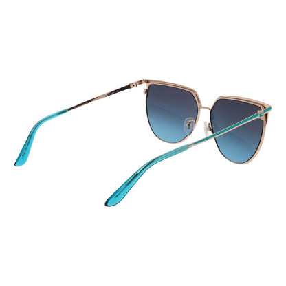 Sunglasses by Guess for women in metal gold features an lustrous full-rim cat-eye frame design with gold coloured frame detailing and gradient category-3-dark-tint lens for a lustrous aesthetic.