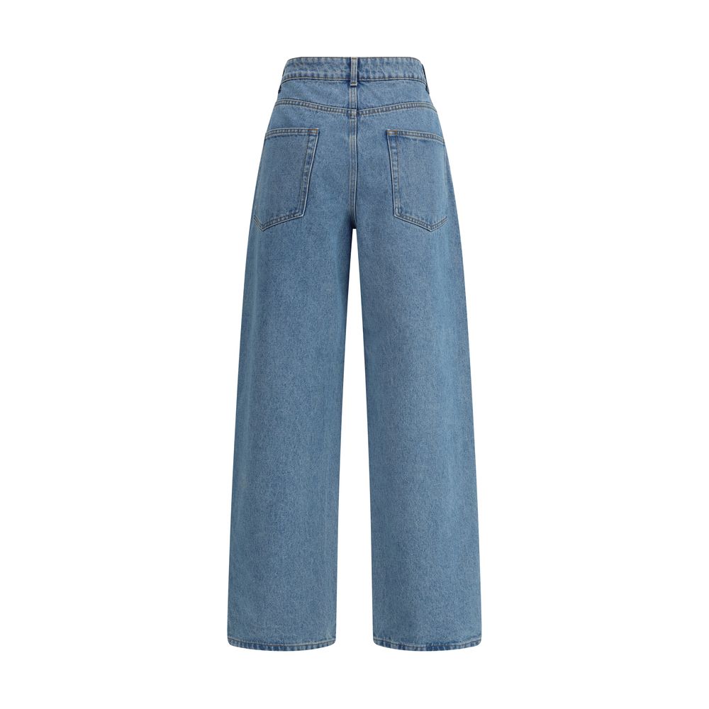 Jeans by Rohe for women in denim cotton blue presents a tailored silhouette, showcasing a tailored relaxed-fit, regular-fit & wide and long cut with a refined for a truly tailored aesthetic.