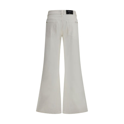 Jeans by 7FOR for women in cotton blue presents a tailored silhouette, showcasing a tailored flared & regular-fit and long cut with a refined for a truly tailored aesthetic.