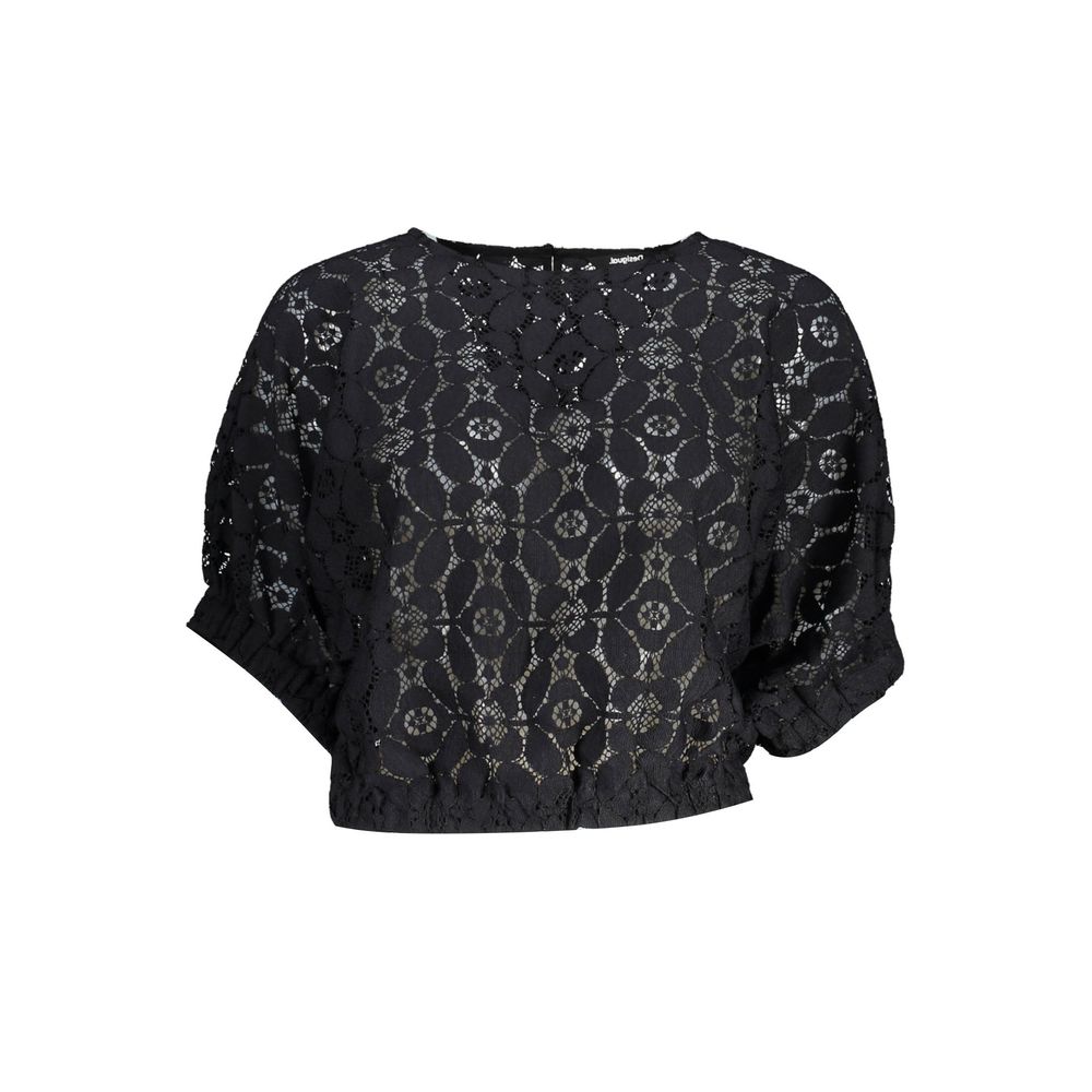 Shirt by Desigual for women in polyester black showcases a sleek silhouette, elegantly detailed with a sleek round neckline and for a sleek finish.