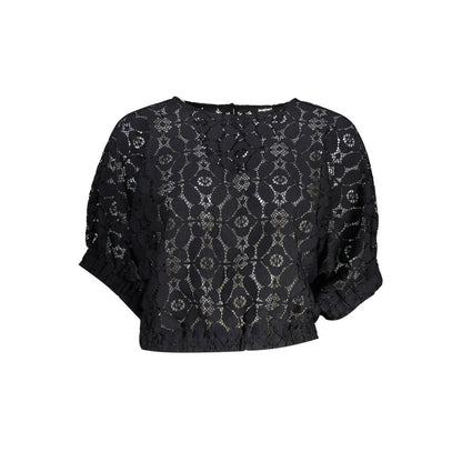 Shirt by Desigual for women in polyester black showcases a sleek silhouette, elegantly detailed with a sleek round neckline and for a sleek finish.