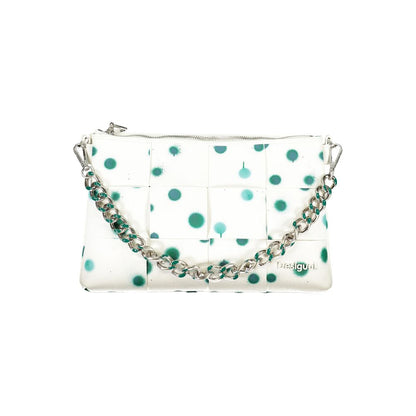 Shoulder Handbag by Desigual for women in polyethylene white & signature features a ornamental silhouette, showcasing a secure , ample built-in-compartments & internal-pockets, and ornamental shoulder-strap, handle, adjustable-strap & detachable-strap for a sophisticated look.