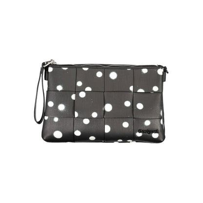 Crossbody Handbag by Desigual for women in polyester polyurethane faux leather black, white & dots presents a ornamental silhouette, showcasing a secure zipper, ample built-in-compartments, and versatile crossbody-strap, shoulder-strap & adjustable-strap for a ornamental finish.