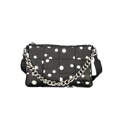 Crossbody Handbag by Desigual for women in polyester polyurethane faux leather black, white & dots features a ornamental silhouette, showcasing a secure zipper, ample built-in-compartments, and ornamental crossbody-strap, shoulder-strap & adjustable-strap for a sophisticated look.