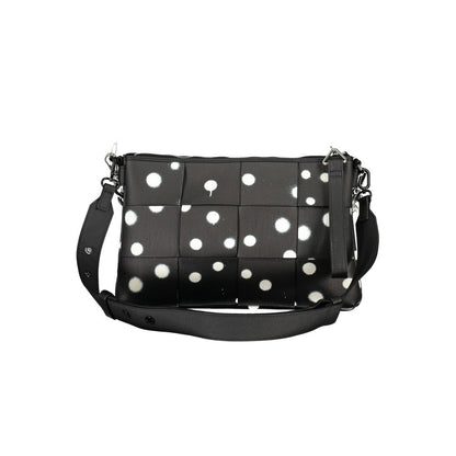 Crossbody Handbag by Desigual for women in polyester polyurethane faux leather black, white & dots features an refined silhouette, showcasing a secure zipper, ample built-in-compartments, and versatile crossbody-strap, shoulder-strap & adjustable-strap for a sophisticated refined aesthetic.
