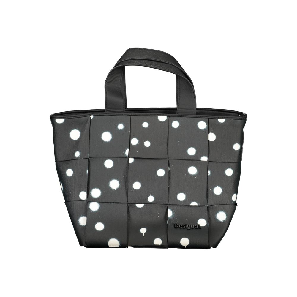 Crossbody Shopper Tote Handbag by Desigual for women in faux leather & canvas black & print features a refined silhouette, showcasing a secure zipper, organized , and versatile crossbody-strap, adjustable-strap, detachable-strap & handle for a refined finish.
